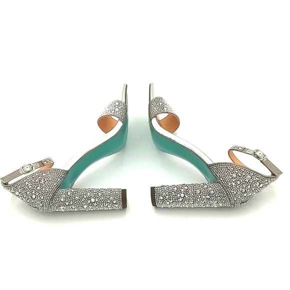 NEW Betsey Johnson Silver Rina Dress Heels Rhinestone 8.5 - Picture 10 of 15